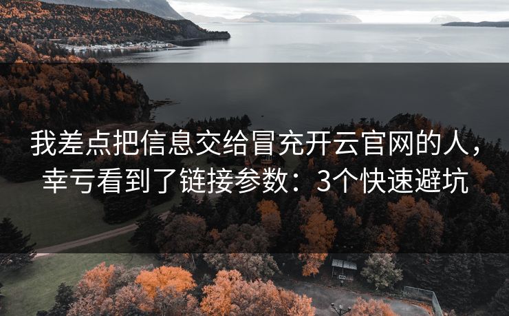 我差点把信息交给冒充开云官网的人，幸亏看到了链接参数：3个快速避坑