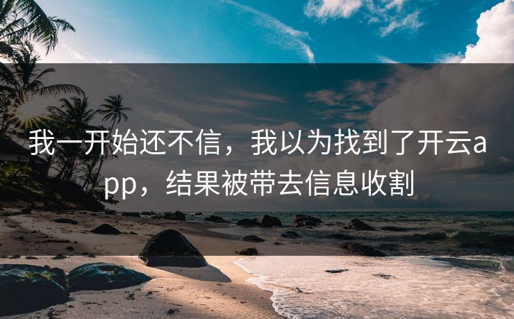 我一开始还不信,我以为找到了开云app,结果被带去信息收割